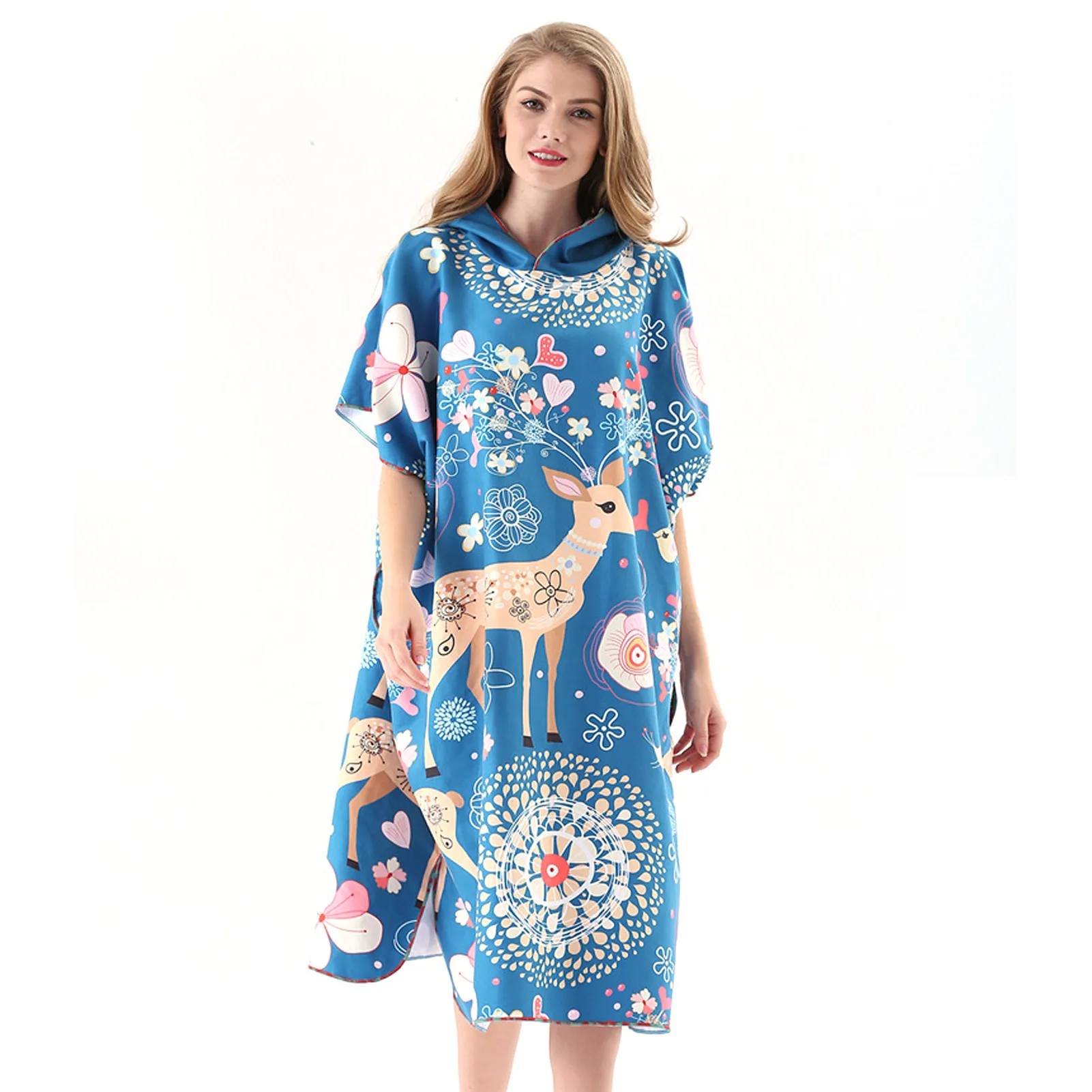 

Poncho Towel Changing Robe Surf Beach Snorkeling Swim Changing Towel Printing Windproof Quick-drying Bathrobe Cloak With Hood