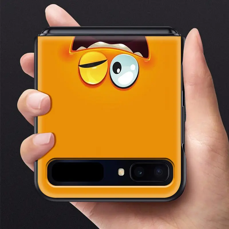 

Cute Cartoons Funy Face PC Case For Samsung Galaxy Z Flip 5G 6.7Inch Black Shell Hard Folding And Splitting Coque Phone Capa