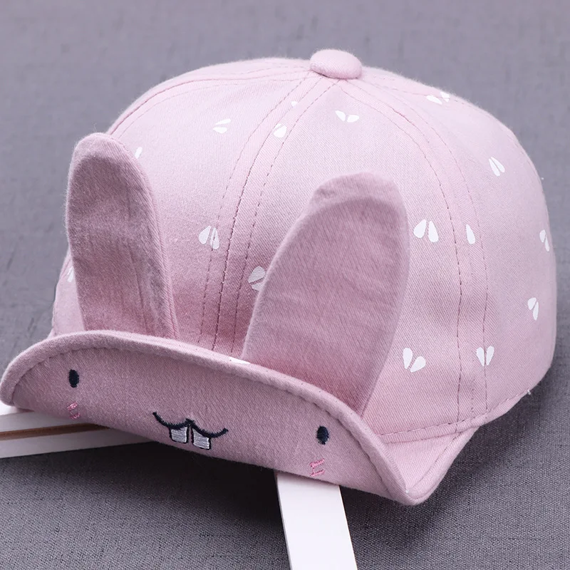 

New spring printed rabbit ear baby sun hat