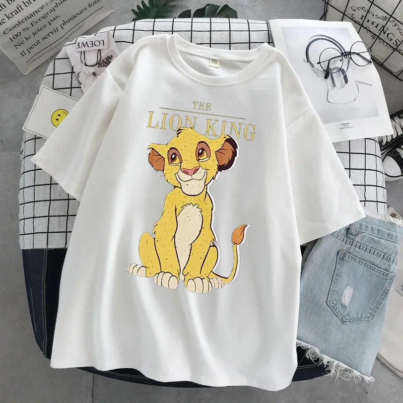 Disney Женская одежда с изображением короля льва летняя футболка размера плюс