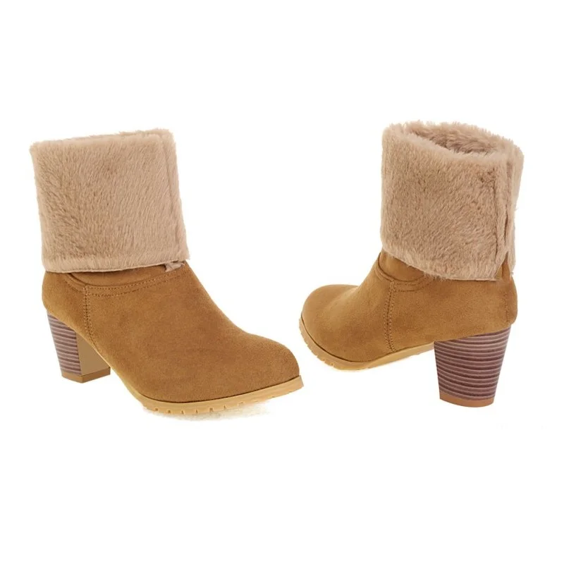 FXYCMMCQ Winter Thick Heel Pointed Mid-tube Boots Women's Warm Shoes L-20