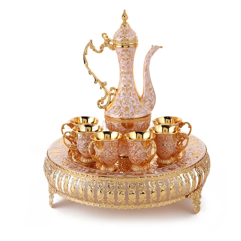 

The New Wine Set Liquor Tray Department Gift Court Upscale Metal Pattern Jug Wine Set whiskey glass sake set