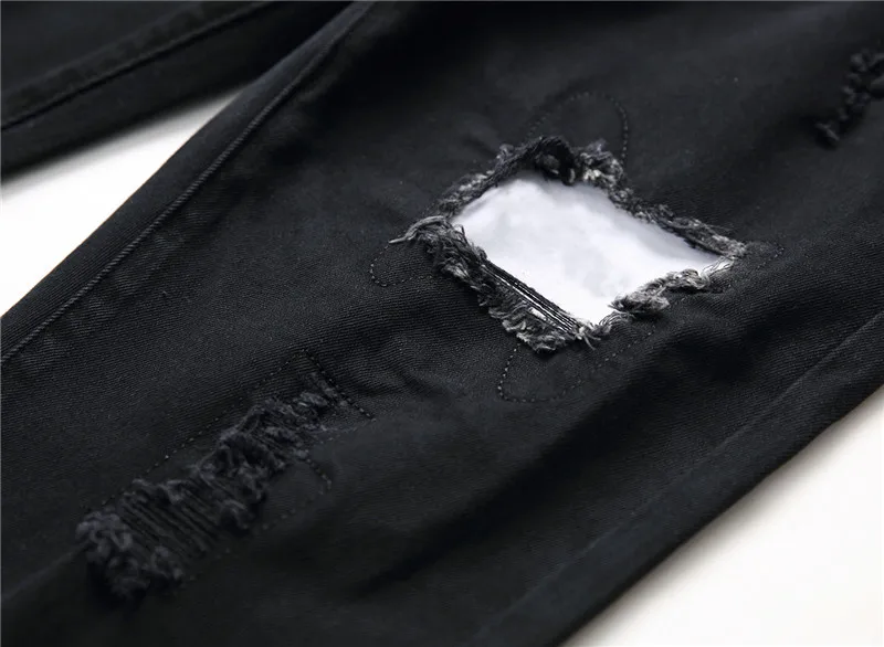 Джинсы мужские рваные в стиле хип-хоп узкие Прямые хлопковые брюки из потертого