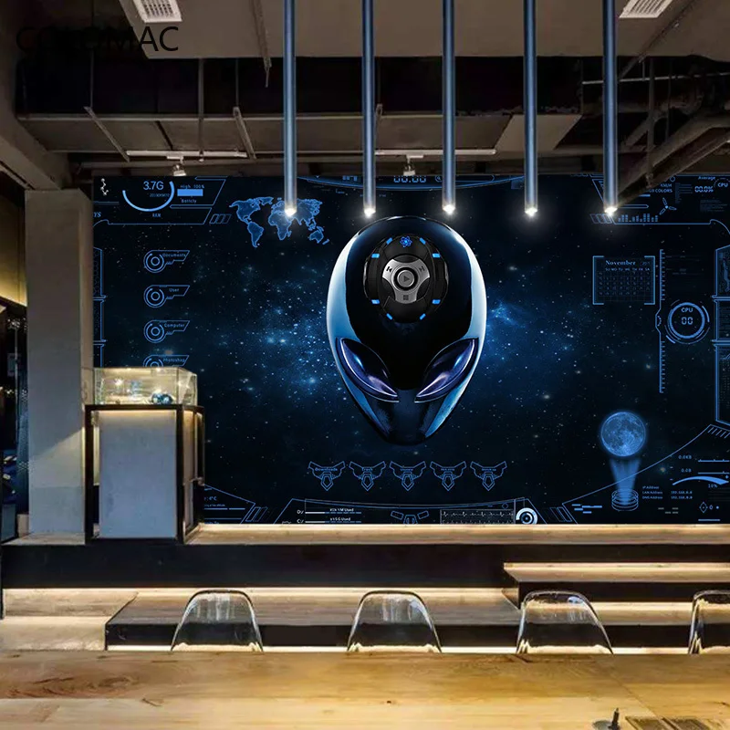 

Colomac Custom 3d Sci-fi Decorative Wallpaper Computer Company Reception Counter Background Wall Mural Room Decor Dropshipping
