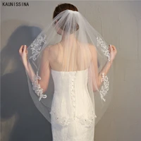 kaunissina simple style wedding veil one layer bridal veils with comb