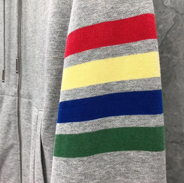 

TB THOM BULUO Brand Autumn Winter Hooded Clothing Color Stripes Jacket Men Sweatshirts Hoodies Casual Sportswear Coat 2021 New