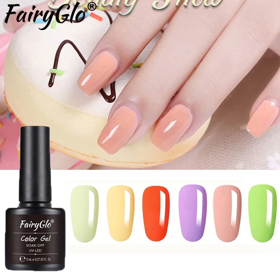 

FairyGlo 8ml Macaron Gel Nail Polish Soak Off UV Gel Lacquer Semi Permanent Nail Art Manicure Gellak Hybrid Varnishes GelLak