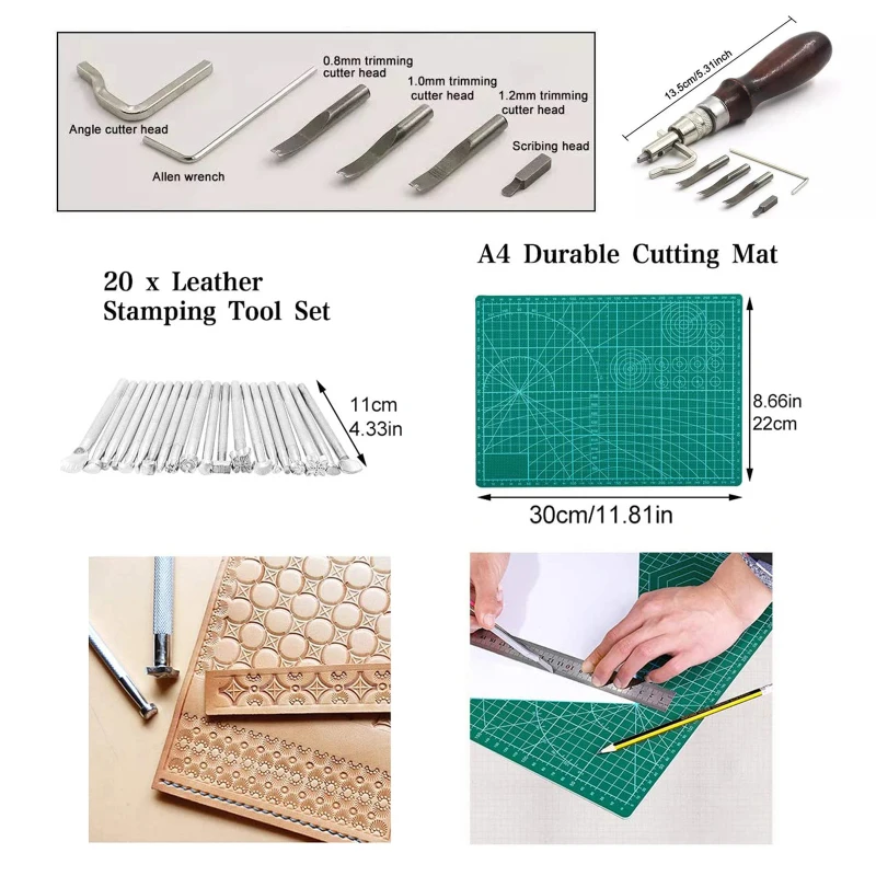 

273 Piece Leather Craft Tool Set Cutting Pad Hammer Punching Tool Needle Snap Rivet Set Sewing Punching Cutting Leather Craft