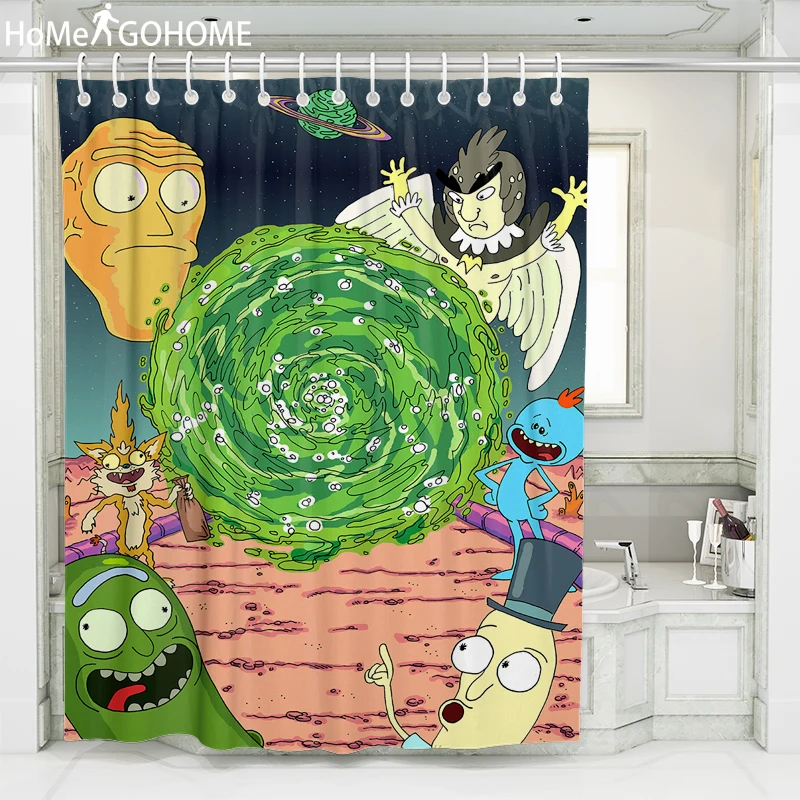 Занавеска для душа Rick And Morty из водонепроницаемого полиэстера 3D занавеска ванной