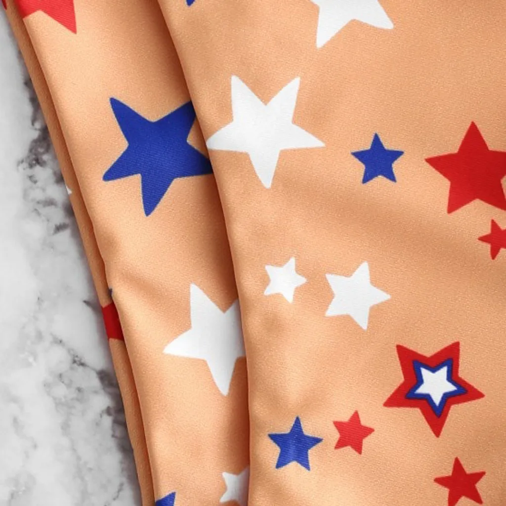 

1047 Women Star Print High Cut V Neck Two Pieces Bikini Swimwear Swimsuit Beachwear Padded Bra Straps High Waist Swimsuit Female