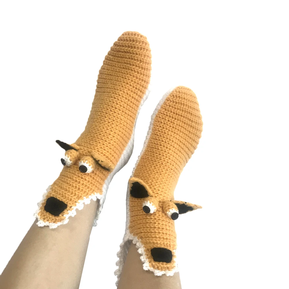 Ins-style winter Christmas cartoon yellow squirrel home warm knitted floor socks