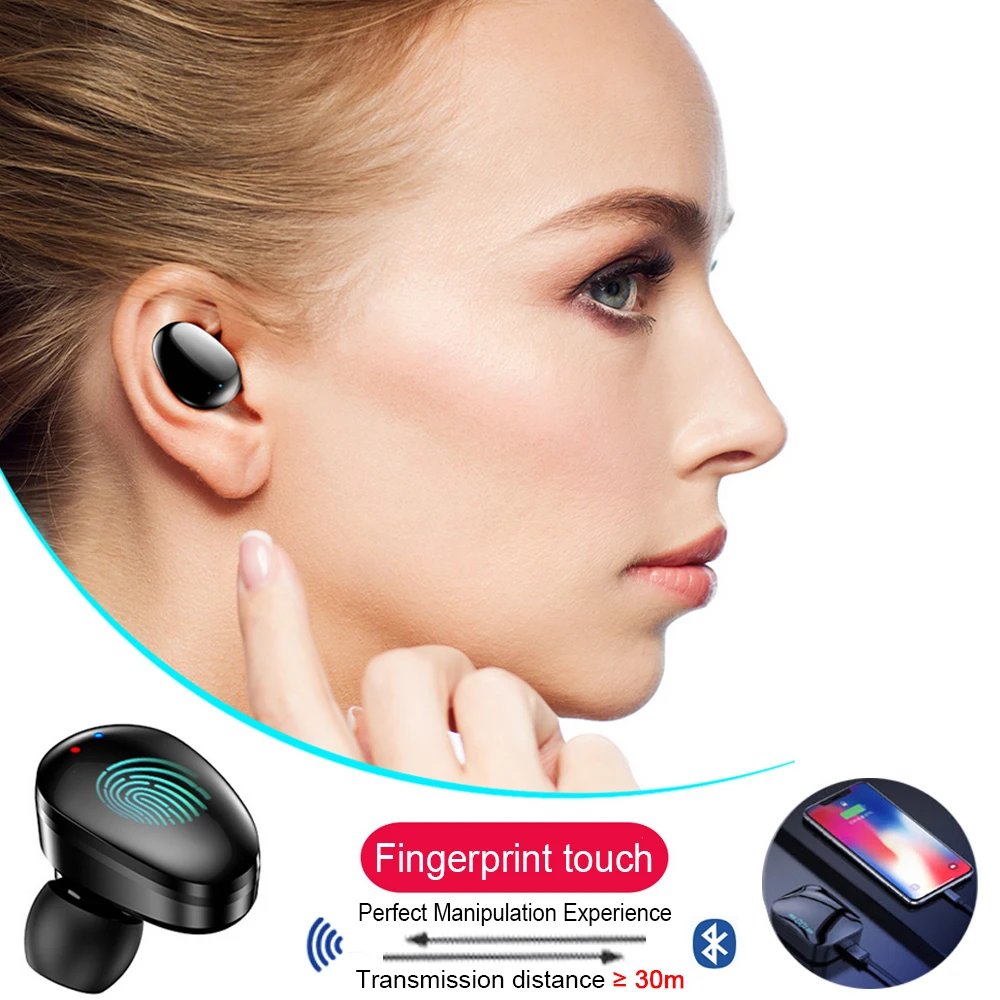 TWS Беспроводная bluetooth-гарнитура со светодиодным дисплеем стерео наушники