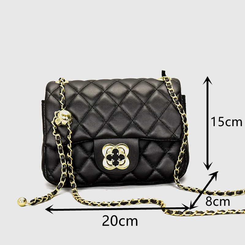 

Rhombus Lattice Shoulder Bags for Women Luxury Soft Leather Crossbody Bag Chain Quilted Handbags Ladies Small Flap Messenger Bag