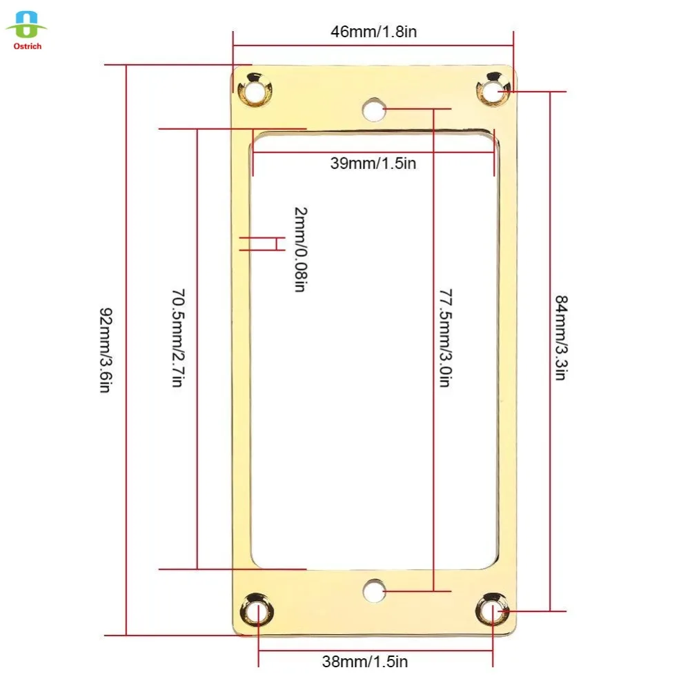 

1 Seat Metal Flat Humbucker Cover Guitar Pickup Frame Mounting Ring