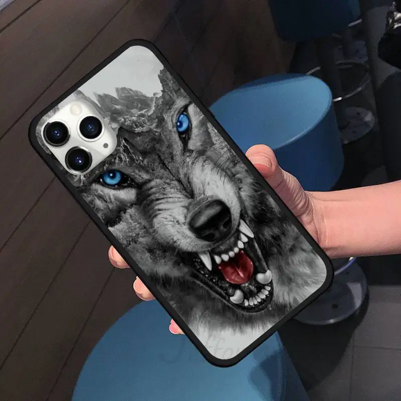 

lion tiger animal wolf horror Phone Case For iphone 7 8 12 11 XR XS pro Max Mini plus Soft silicone cover shell funda