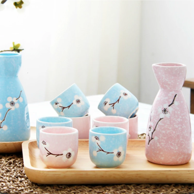 Оригинальный ручной нарисованный цветок сливы вино керамический чайник набор