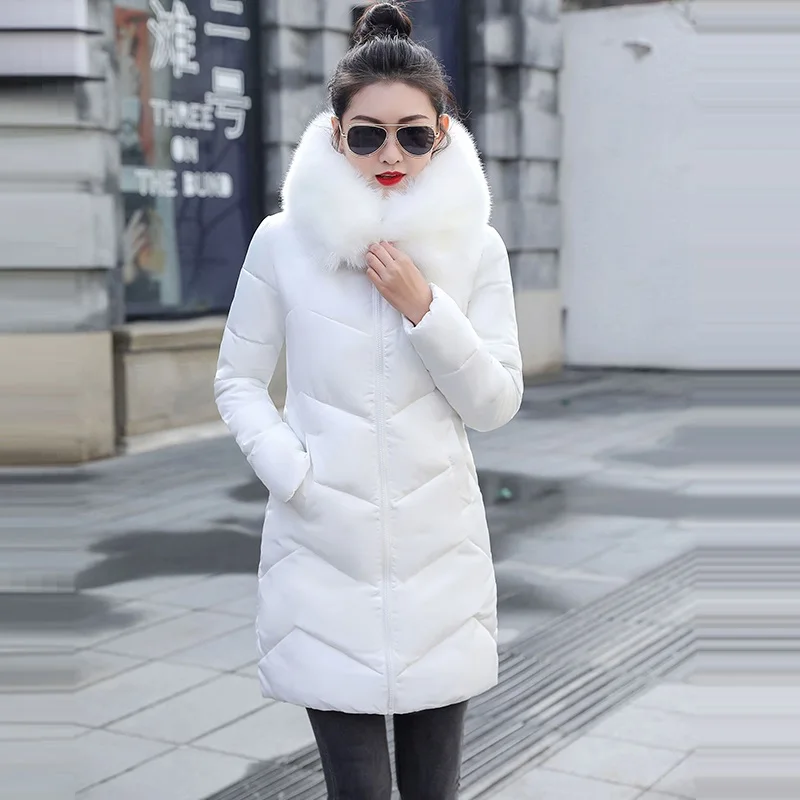 white 2 Большие меховые парки, Женское зимнее пальто, Повседневная зимняя куртка с капюшоном, женские толстые теплые зимние парки, женское хлопковое пальто, новинка, 6XL - Цвет: white 2