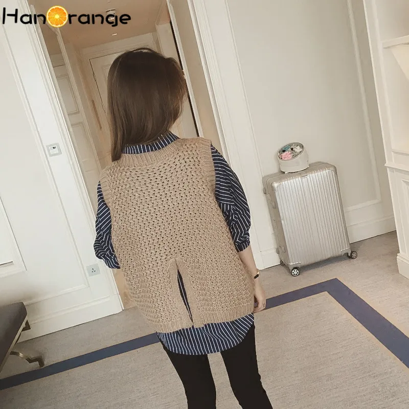 2020 Spring Women Knitted Vest Sleeveless Sweater Korean Version Back Split Pullover | Женская одежда