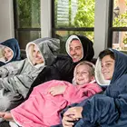 Шерстяное одеяло из микрофибры, плюшевое Коралловое Флисовое одеяло с рукавами, очень мягкое теплое уличное одеяло с капюшоном и карманом, зимнее ТВ-одеяло для взрослых и детей
