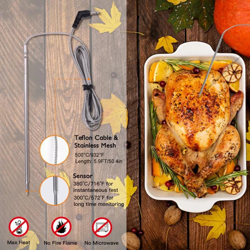 

Wireless BBQ Meat Thermometer Suitable for BBQ Smoker Oven Turkey Cooking Food BBQ Thermometer