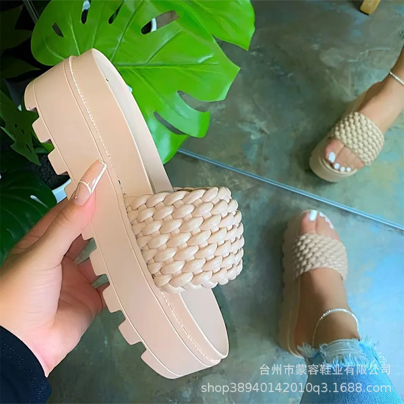 

Shoes Women Slippers Flat Slides Pantofle Platform Low Soft 2021 Basic Fabric Round Toe Casual Cotton Leisure Flat Shoes Female