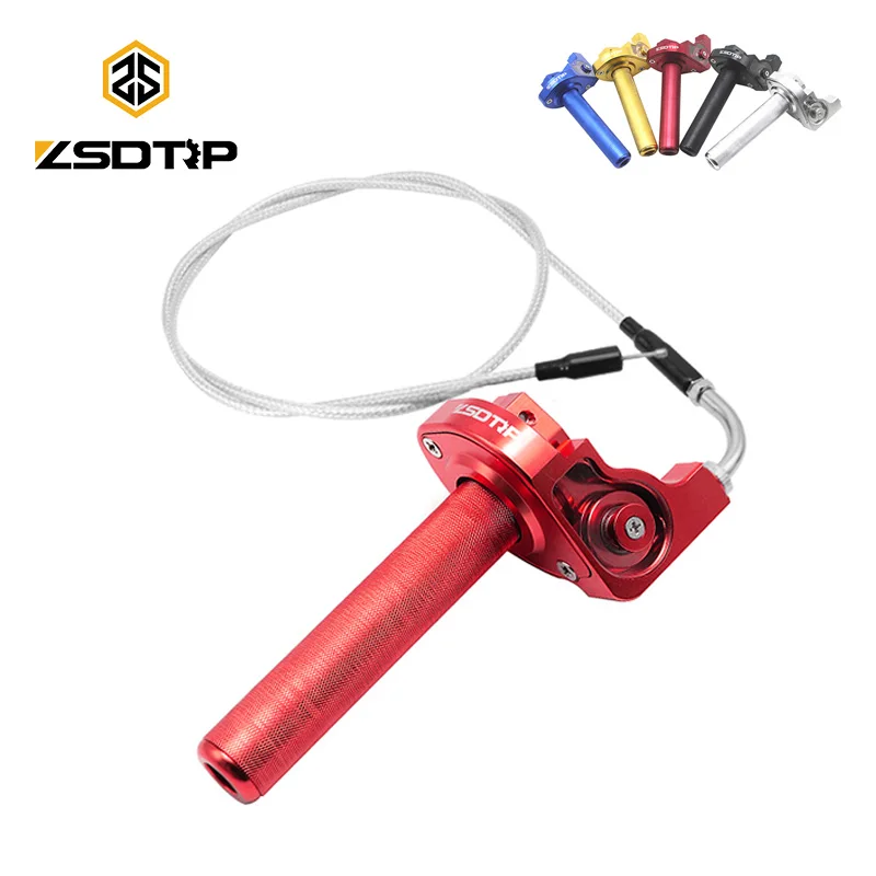 

ZSDTRP Motorcycle Throttle Grip Twist Quick Action Gas Throttle M10 CNC Aluminum With Elbow Cable Fit Dirt Pit Bike Racing