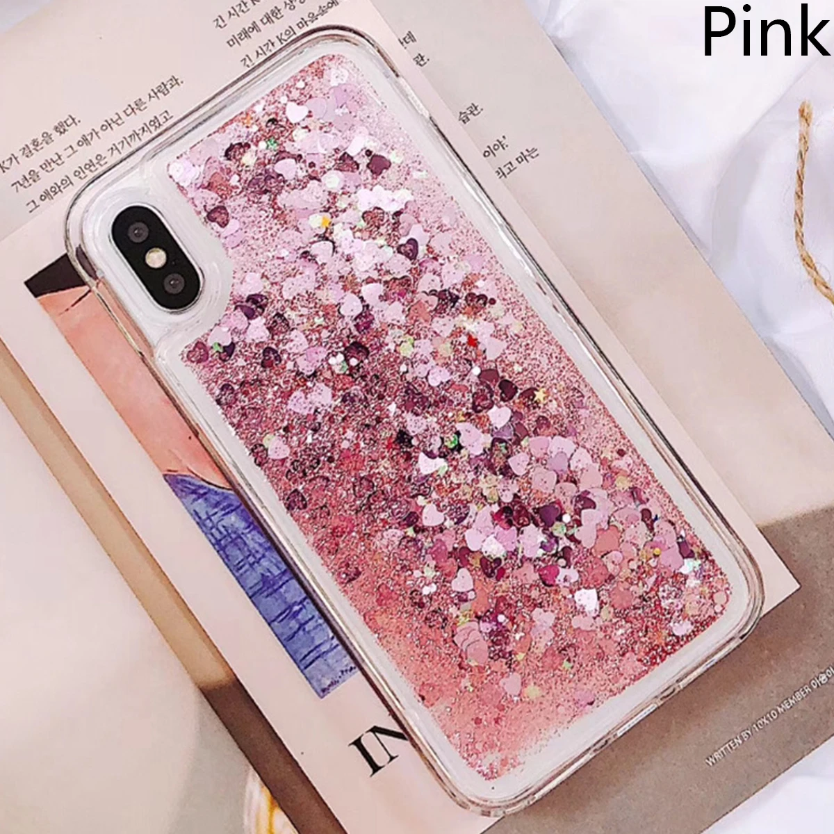 Чехол для телефона для Iphone X XR XS MAX 5 5S Se 6 6s 7 8 Plus Love Heart жидкие движущиеся пески чехол для Iphone Блестящие Блестки чехол для телефона - Цвет: Pink quicksand