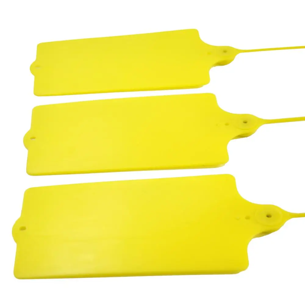 

Yellow 100pcs Big Tag Plastic Security Seals Shipping Tags Logistics Large Flag Zip Tie Blank Label Tamper Evidence Locks 253mm