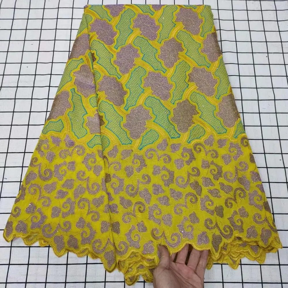 

Pretty African Cotton Lace Fabric Embroidery Swiss Voile Material For Making Wedding/Party Dress TYC12 5Yards/Lot