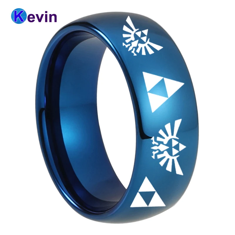 Мужское и женское вольфрамовое обручальное кольцо 8 мм купольное США с лазерной