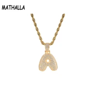 mathalla new initials pendant necklace ice aaa cubic zircon bling gold and silver hip hop accessories fashion gift