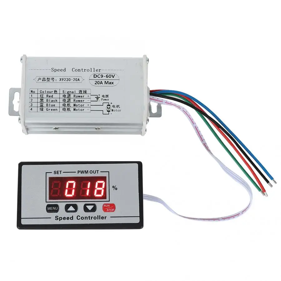 PWM регулятор скорости двигателя DC9-60V щетка контроллер с цифровым дисплеем 20А