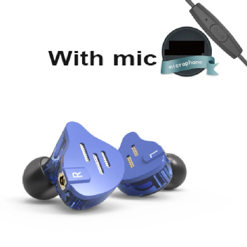 Blue with mic PHB Hybrid HIFI 1BA+ 1DD наушники-вкладыши Сменные машины спортивный провод гарнитура наушники - Color: Blue with mic