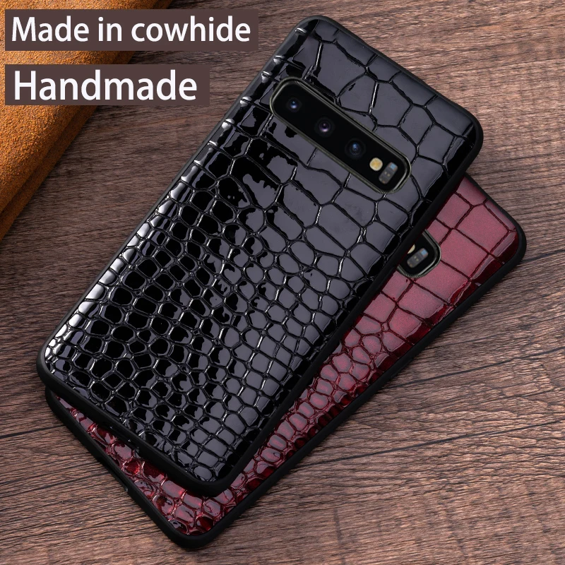 Leather phone case for Samsung galaxy A30s A50 A70 A80 A60 Note 10 8 9 10 Plus A8 A9 A5 A7 2018 S7 S8 S9 S10e Plus Cowhide cover