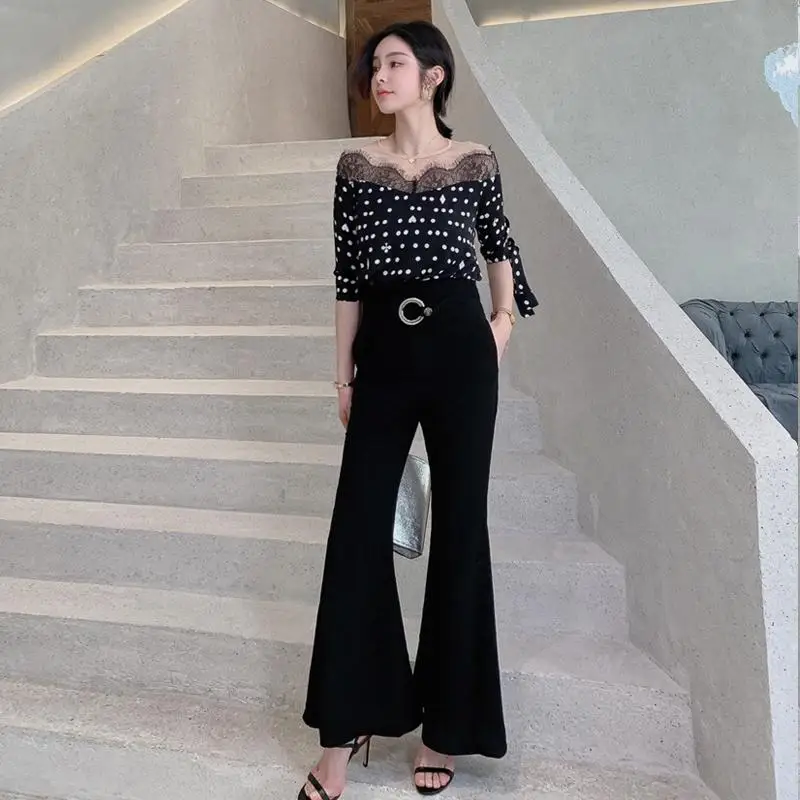 Женский Длинный комбинезон в горошек Винтажный кружевной черного/белого цветов