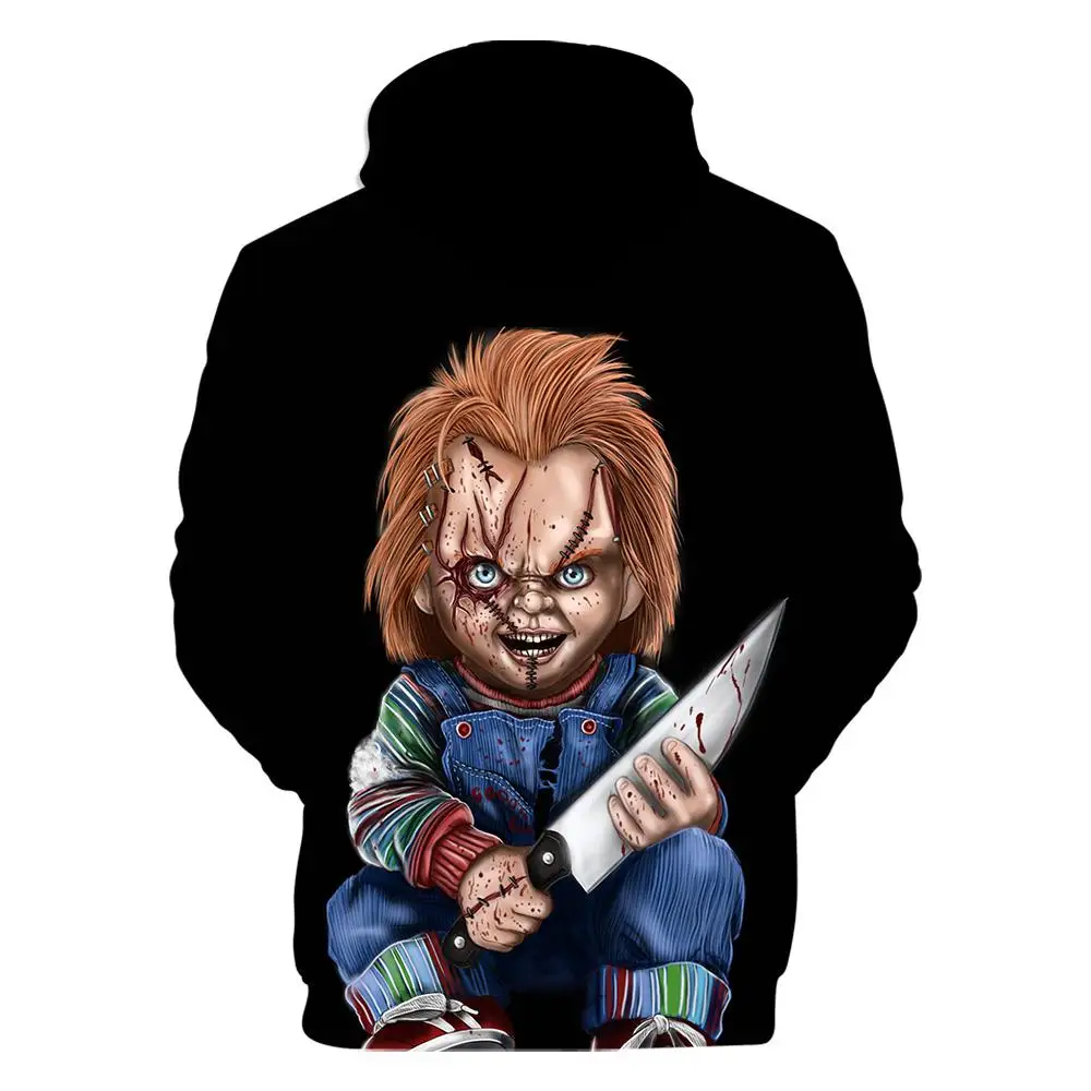 

New 3D Horror Movie Game Hoodies Men's Women's Sweatshirt Casual Long Sleeve Hoodie Autumn Hat Collar Pullover Black Casual Wear