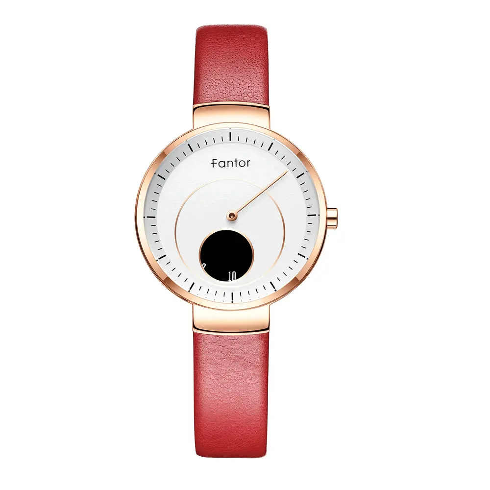 Fantor женские часы люксовый бренд циферблат кожа montre femme женские наручные часы водонепроницаемые relogio feminino - Цвет: red