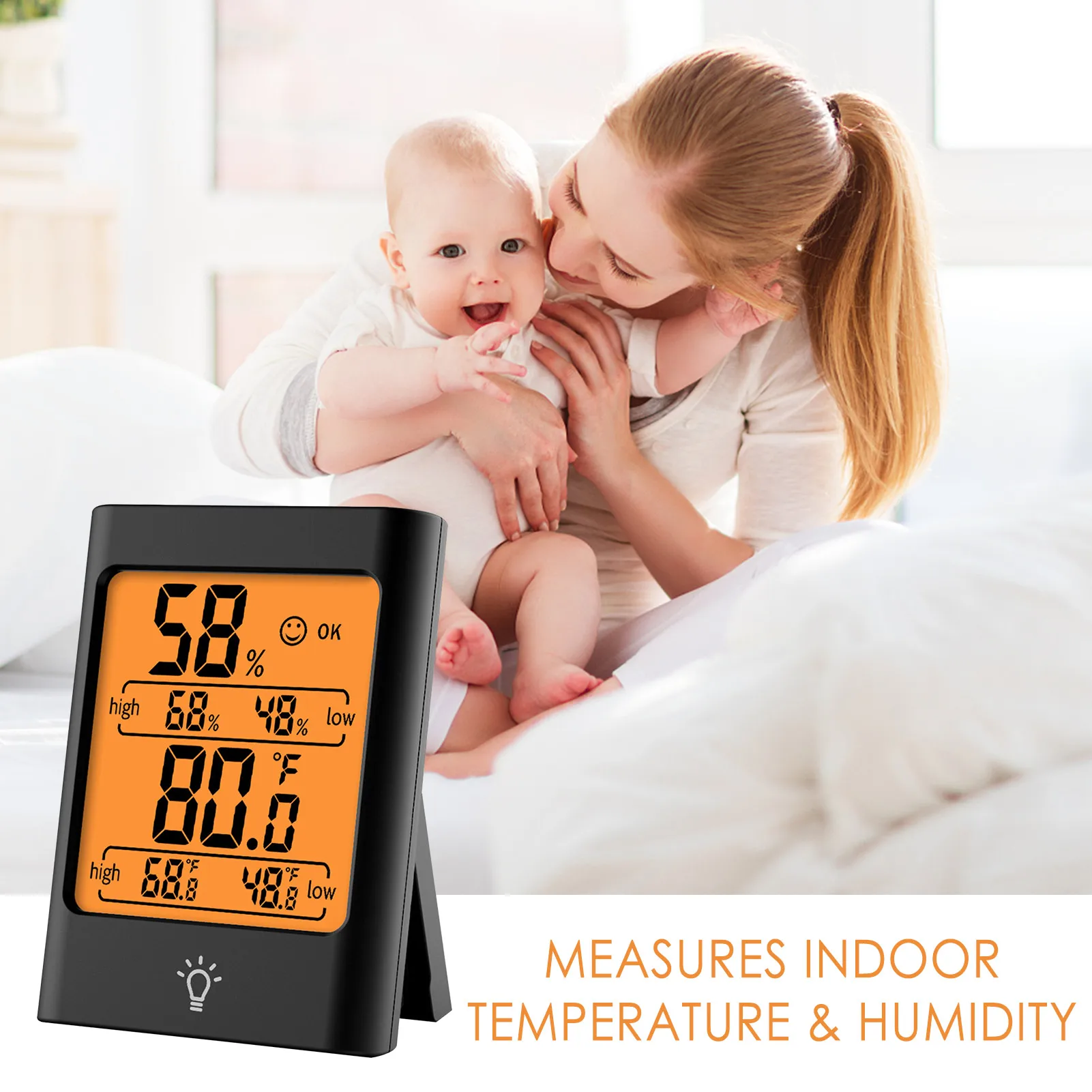 mc30 english version electronic digital display digital temperature and humidity meter high precision touch type hygrometer abs free global shipping