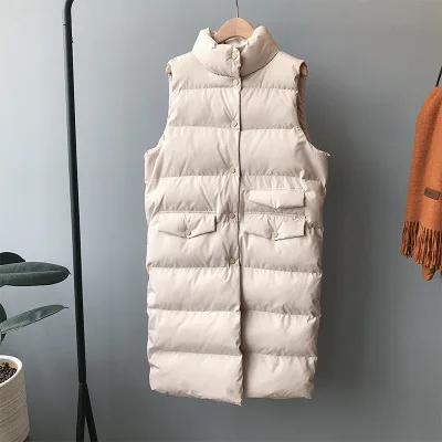 

Autumn and Winter2020 Women Spring Vest Coat Stand Collar Women Long Vest Warm Women Tops Vest Mujer Gilet