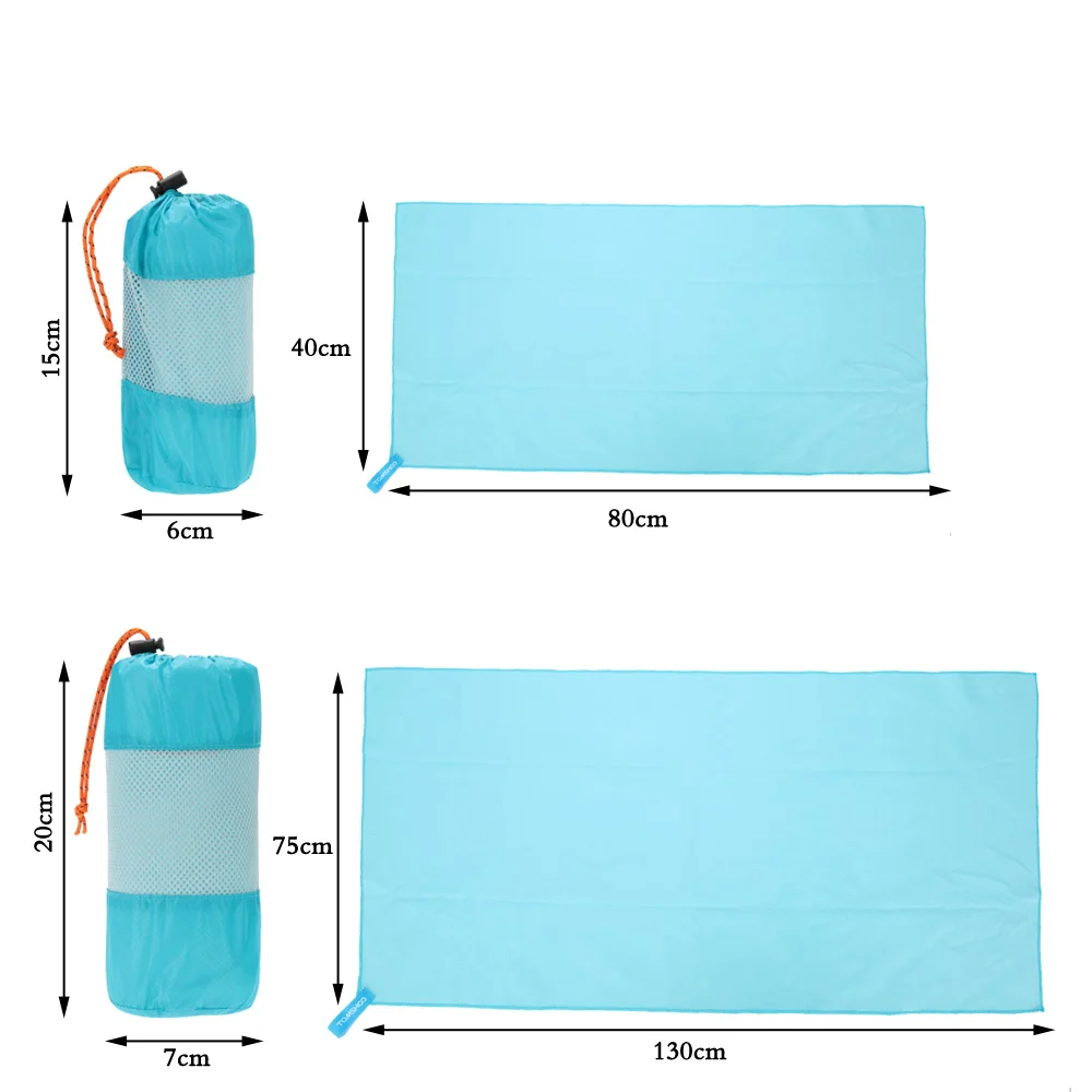 Blue 40cm TOMSHOO полотенце для путешествий, плавания, кемпинга, компактное быстросохнущее полотенце из микрофибры, Пляжное банное спортивное полотенце 75*130 см/40*80 см - Цвет: Blue 40cm