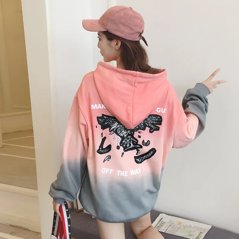 Женская толстовка с капюшоном свободная бархатная Толстовка кораллового цвета в