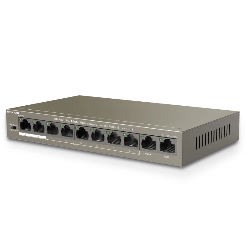 PoE switch 10 Port Desktop Fast Ethernet Switch with 8 lan ethernet hub rj45 One-key VLAN 802.3af/at | Компьютеры и офис