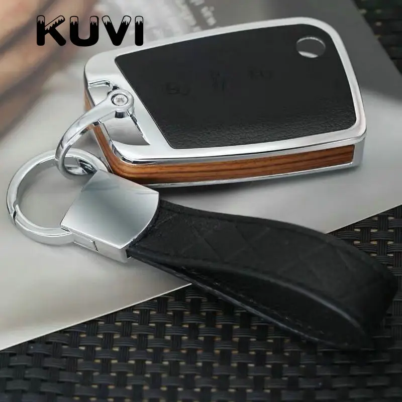 Чехол для автомобильного ключа из углеродного дерева VW Polo Golf 7 Tiguan Skoda Octavia Kodiaq Karoq