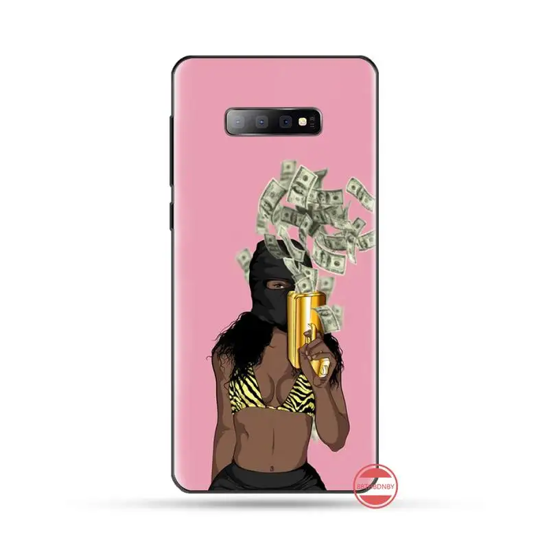 Make Money Black Head girl Rubber Phone Cover For Samsung S6 S7 edge S8 S9 S10 e plus A10 A50 A70 note8 J7 2017 | Мобильные телефоны