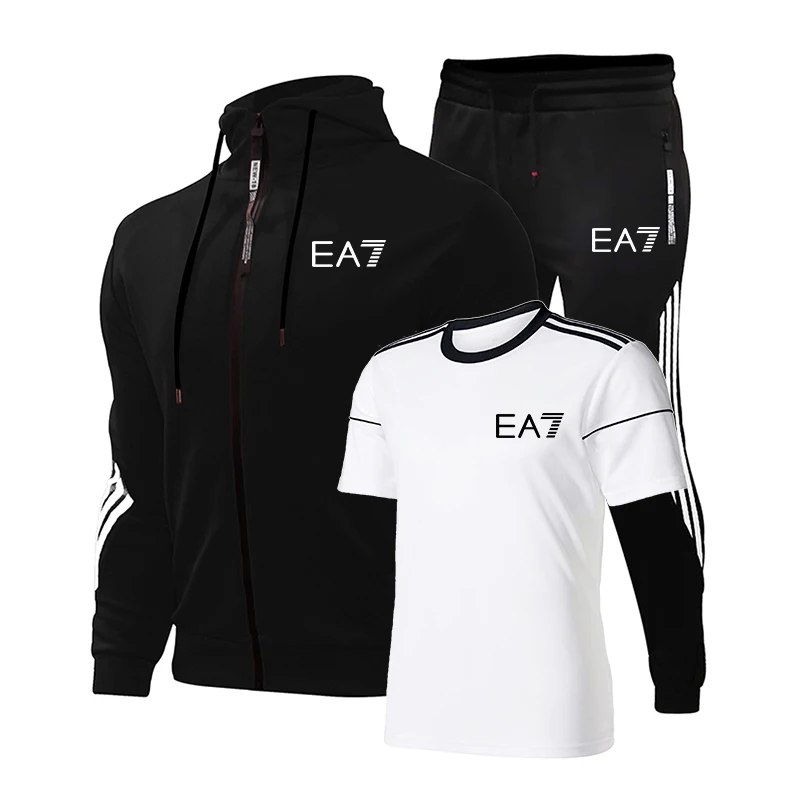 

New men's sportswear zipper hooded 2021 hot sale sportswear four seasons clothing streetwear hip-hop two-piece suit S-3XL