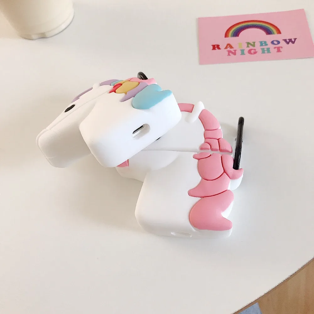 Для Apple AirPods чехол 3D милый мультфильм Радуга Лошадь Единорог беспроводной чехол для наушников оболочка для Airpods 2 Earpods аксессуары