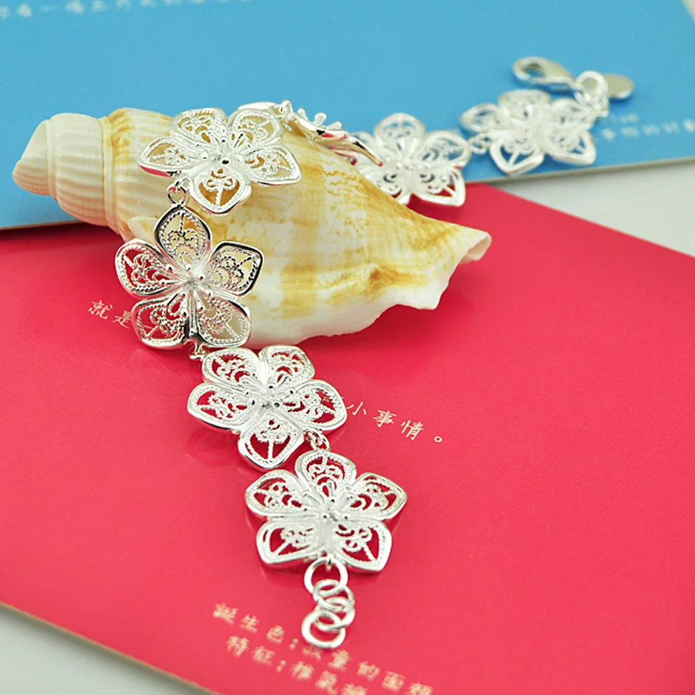 Творческий 925 стерлингового серебра браслет для женщин хорошее ювелирное