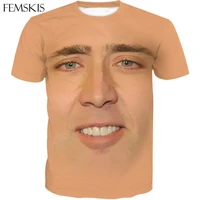 femskis summer funny mens 3d t shirt the giant blown up face of nicolas cage fashion t shirt printed women unisex casual tshirt