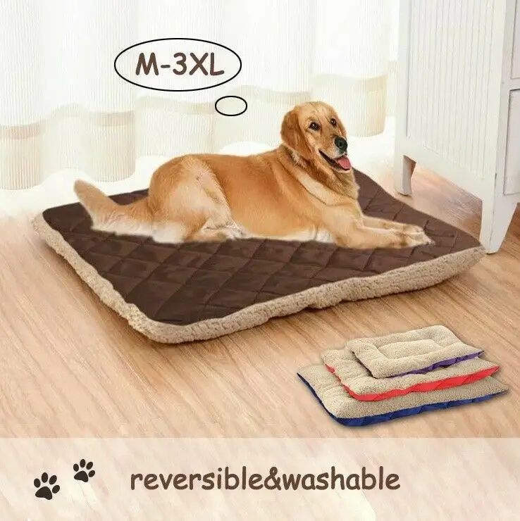 

Pet Large Dog Bed Cat Mat Soft Plush Cushion Reversible Tear Resistant Washable