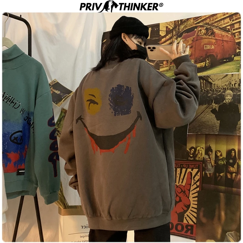 Privathinker, Мужская зимняя водолазка,, забавные толстовки с граффити, Мужская плотная теплая верхняя одежда, пальто, толстовка, мужские пуловеры, Tpos